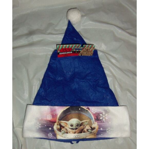 Disney Din Grogu Baby Yoda Blue Christmas Santa Hats 16" Felt by RUZ - Picture 1 of 5